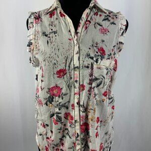 Zara Basic Floral Sleeveless Top S